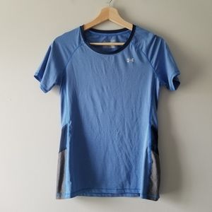 Under Armour Fitted Blue Stripe Athletic Tee Small